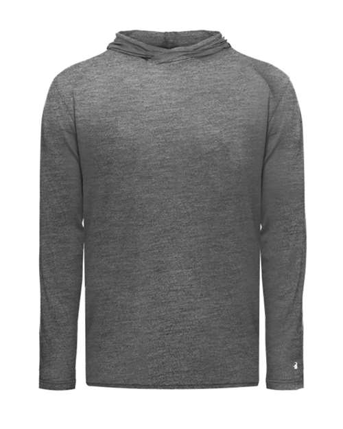 Badger 2905 Youth Tri-Blend Surplice Hooded Long Sleeve T-Shirt #color_Black Heather