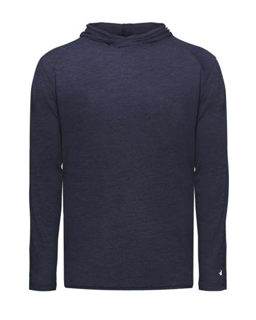 Badger 2905 Youth Tri-Blend Surplice Hooded Long Sleeve T-Shirt #color_Navy Heather