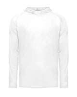 Badger 2905 Youth Tri-Blend Surplice Hooded Long Sleeve T-Shirt #color_White