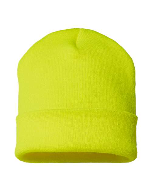 "CAP AMERICA TKN24 USA-Made 12" Cuffed Beanie #color_Neon Yellow"