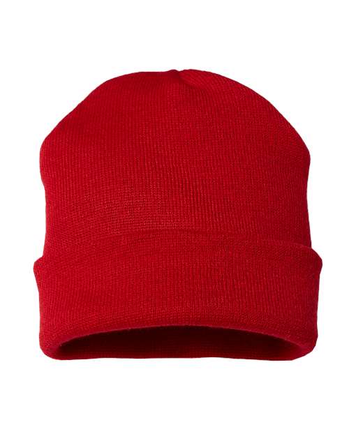 "CAP AMERICA TKN24 USA-Made 12" Cuffed Beanie #color_True Red"