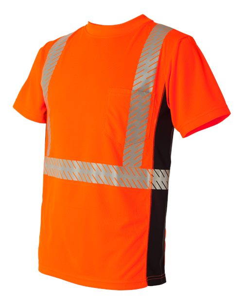 Kishigo 9114-9115 Premium Black Series Breathable Tape Class 2 T-Shirt #color_Fluorescent Red (9700)