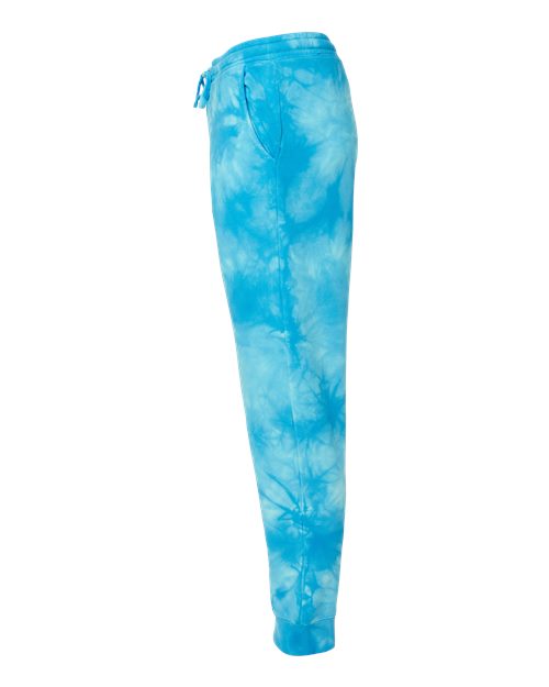 Independent Trading Co. PRM50PTTD Tie-Dyed Fleece Pants #color_Tie Dye Aqua Blue