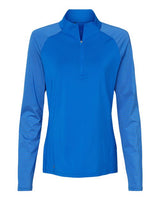 Adidas A521 Women's Stripe Block Quarter-Zip Pullover #color_Glory Blue