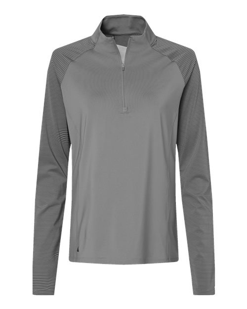 Adidas A521 Women's Stripe Block Quarter-Zip Pullover #color_Grey Three