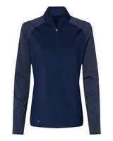Adidas A521 Women's Stripe Block Quarter-Zip Pullover #color_Team Navy Blue