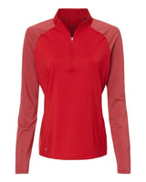 Adidas A521 Women's Stripe Block Quarter-Zip Pullover #color_Team Power Red