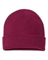 Atlantis Headwear RIO Sustainable Rib Cuffed Beanie #color_Burgundy