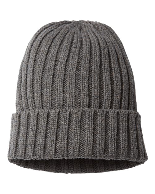 Atlantis Headwear SHORE Sustainable Cable Knit Cuffed Beanie #color_Dark Grey