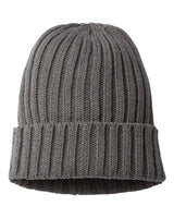 Atlantis Headwear SHORE Sustainable Cable Knit Cuffed Beanie #color_Dark Grey