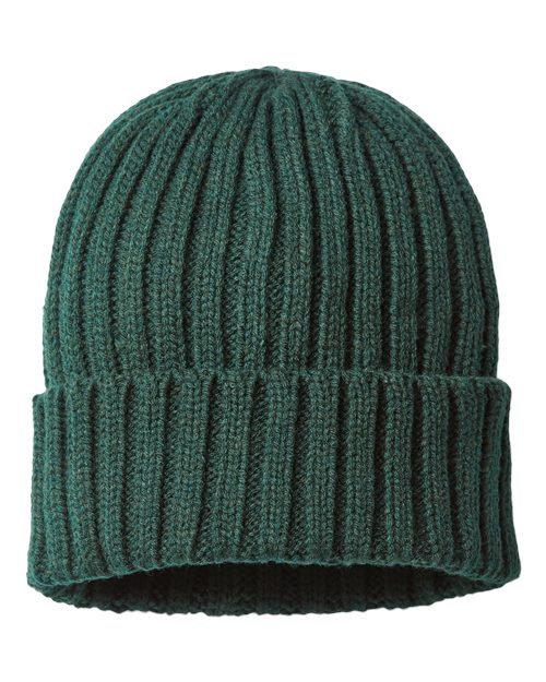 Atlantis Headwear SHORE Sustainable Cable Knit Cuffed Beanie #color_Bottle Green