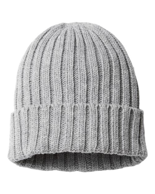 Atlantis Headwear SHORE Sustainable Cable Knit Cuffed Beanie #color_Light Grey Melange
