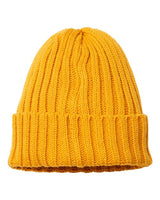 Atlantis Headwear SHORE Sustainable Cable Knit Cuffed Beanie #color_Mustard Yellow