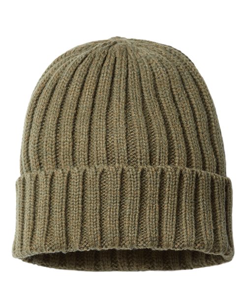 Atlantis Headwear SHORE Sustainable Cable Knit Cuffed Beanie #color_Olive