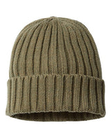 Atlantis Headwear SHORE Sustainable Cable Knit Cuffed Beanie #color_Olive
