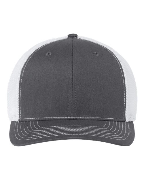 Richardson 112PL 112+ R-Flex Adjustable Trucker Cap #color_Charcoal/ White