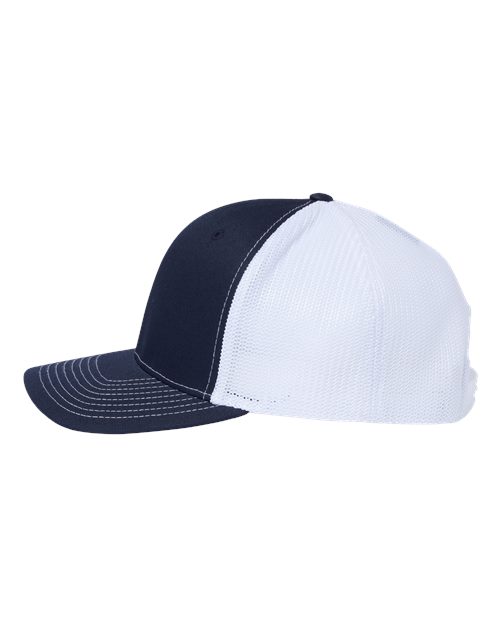 Richardson 112PL 112+ R-Flex Adjustable Trucker Cap #color_Navy/ White