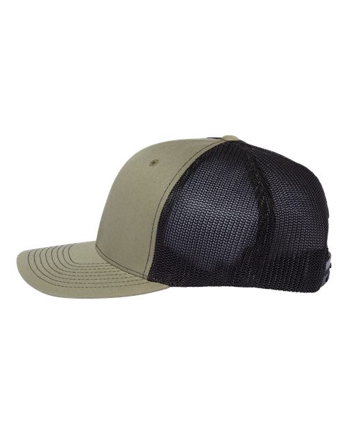 Richardson 112PL 112+ R-Flex Adjustable Trucker Cap #color_Loden Green/ Black