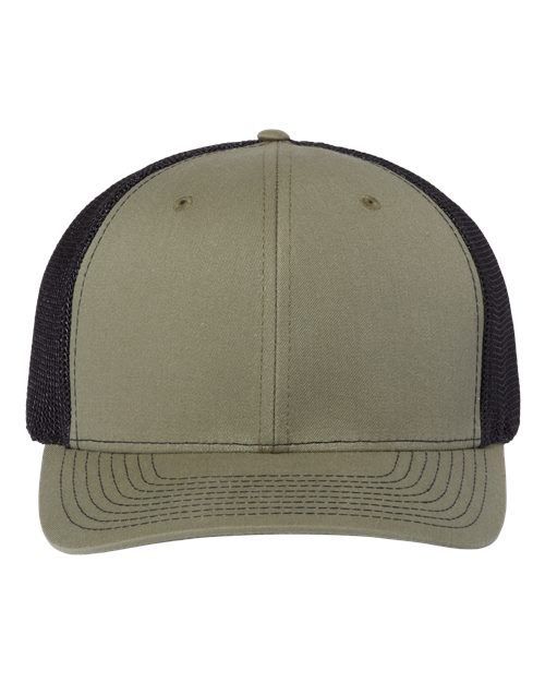 Richardson 112PL 112+ R-Flex Adjustable Trucker Cap #color_Loden Green/ Black