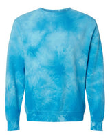 Independent Trading Co. PRM3500TD Midweight Tie-Dyed Crewneck Sweatshirt #color_Tie Dye Aqua Blue