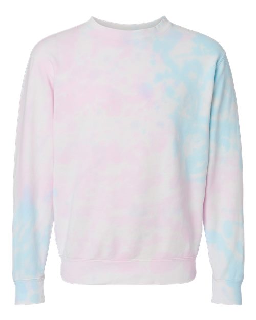 Independent Trading Co. PRM3500TD Midweight Tie-Dyed Crewneck Sweatshirt #color_Tie Dye Cotton Candy