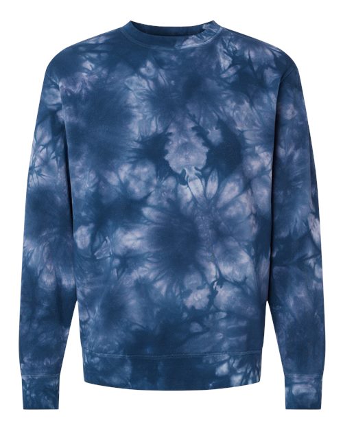 Independent Trading Co. PRM3500TD Midweight Tie-Dyed Crewneck Sweatshirt #color_Tie Dye Navy