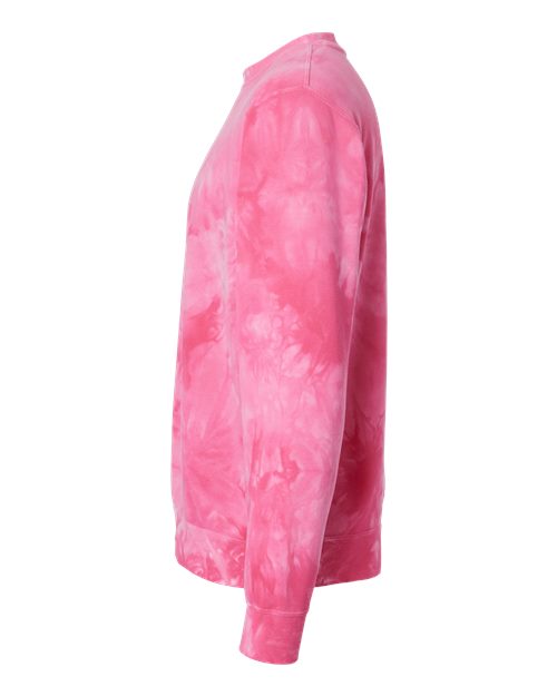 Independent Trading Co. PRM3500TD Midweight Tie-Dyed Crewneck Sweatshirt #color_Tie Dye Pink