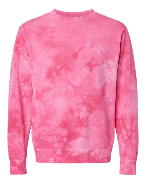 Independent Trading Co. PRM3500TD Midweight Tie-Dyed Crewneck Sweatshirt #color_Tie Dye Pink