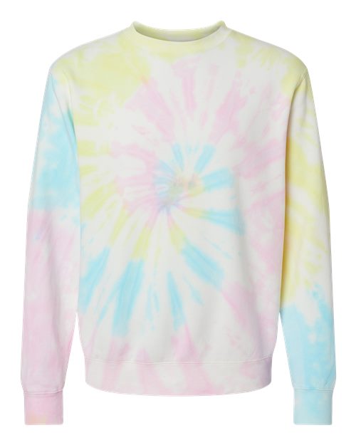 Independent Trading Co. PRM3500TD Midweight Tie-Dyed Crewneck Sweatshirt #color_Tie Dye Sunset Swirl