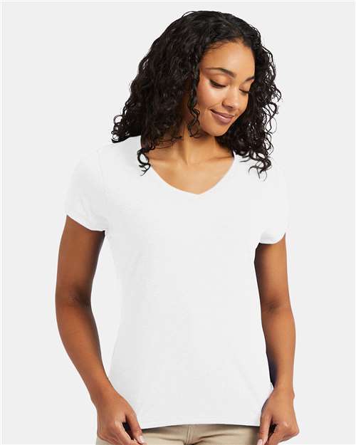 Hanes 42VT Ladies' X-Temp Triblend V-Neck T-Shirt #color_ECO WHITE