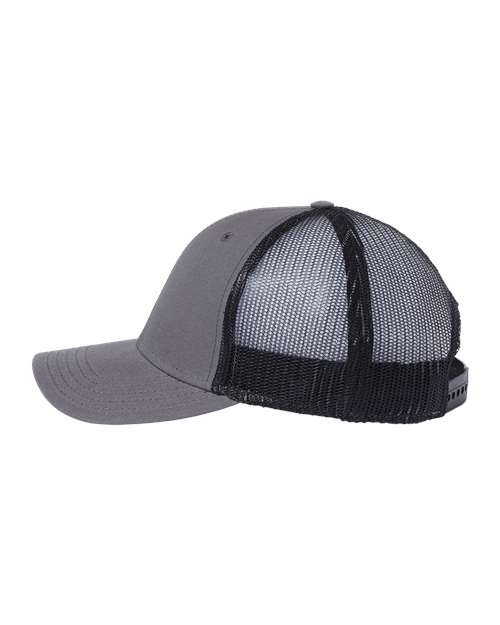 Atlantis Headwear RETH Sustainable Recy Three Trucker Cap #color_Dark Grey/ Black