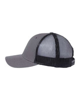 Atlantis Headwear RETH Sustainable Recy Three Trucker Cap #color_Dark Grey/ Black