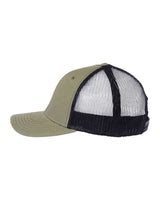 Atlantis Headwear RETH Sustainable Recy Three Trucker Cap #color_Olive/ Black