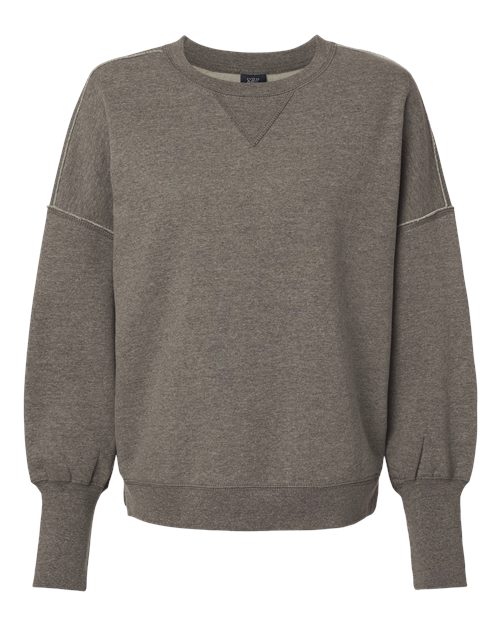 MV Sport W22712 Women's Sueded Fleece Crewneck Sweatshirt #color_Charcoal