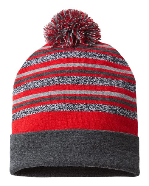 CAP AMERICA RKL12 USA-Made Striped Beanie #color_True Red