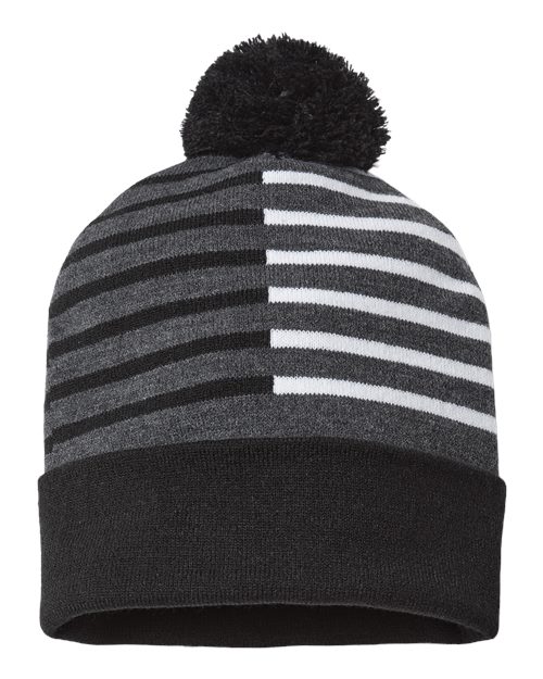 CAP AMERICA RKH12 USA-Made Half Color Beanie #color_Black/ White