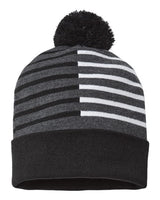 CAP AMERICA RKH12 USA-Made Half Color Beanie #color_Black/ White