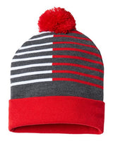 CAP AMERICA RKH12 USA-Made Half Color Beanie #color_True Red/ White