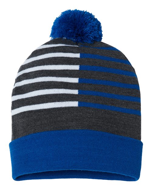 CAP AMERICA RKH12 USA-Made Half Color Beanie #color_True Royal/ White