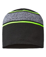 CAP AMERICA RKV9 USA-Made Variegated Striped Beanie #color_Black/ Neon Yellow