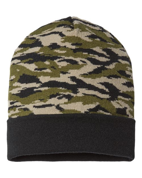 CAP AMERICA RKC12 USA-Made Camo Cuffed Beanie #color_Vintage Tiger Camo