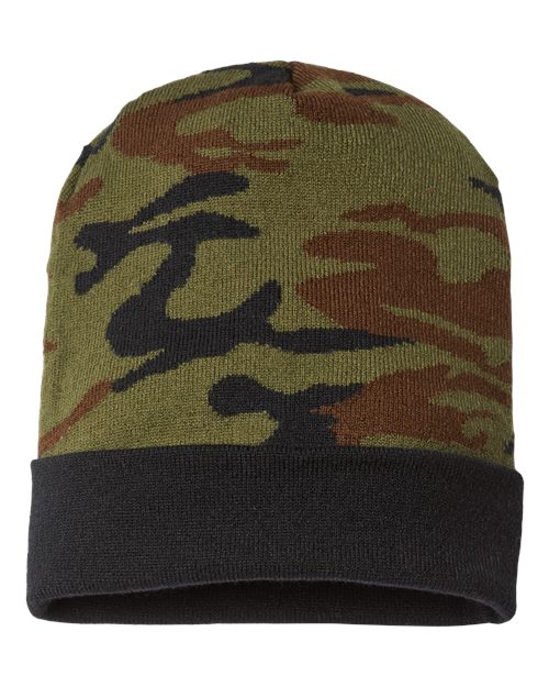 CAP AMERICA RKC12 USA-Made Camo Cuffed Beanie #color_Woodland Camo