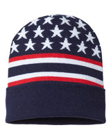 CAP AMERICA RK12 USA-Made Patriotic Cuffed Beanie #color_Navy Flag