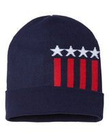CAP AMERICA RK12 USA-Made Patriotic Cuffed Beanie #color_True Navy/ White/ True Red Stars