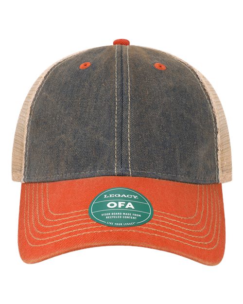 LEGACY OFA Old Favorite Trucker Cap #color_Navy/ Orange/ Khaki