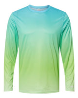 Paragon 225 Barbados Performance Pin Dot Long Sleeve T-Shirt #color_Aqua Blue/ Light Lime