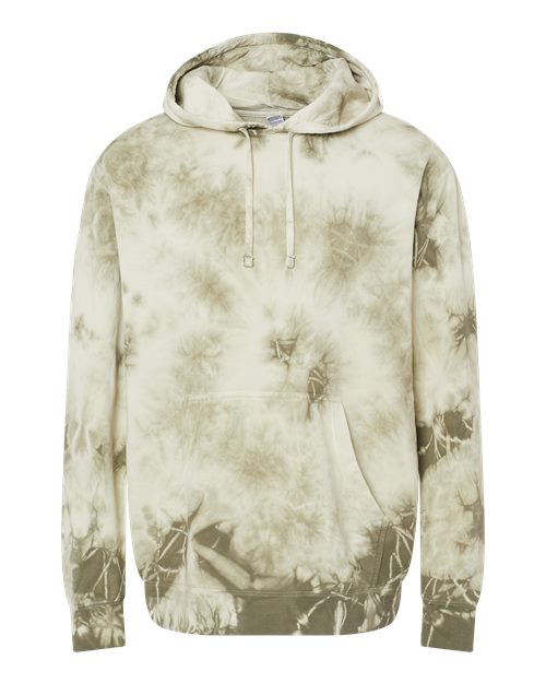 Independent Trading Co. PRM4500TD Midweight Tie-Dyed Hooded Sweatshirt #color_Tie Dye Olive