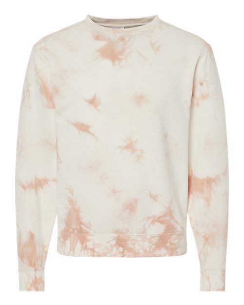 Independent Trading Co. PRM3500TD Midweight Tie-Dyed Crewneck Sweatshirt #color_Tie Dye Dusty Pink