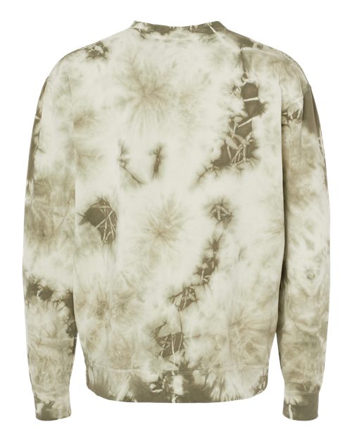 Independent Trading Co. PRM3500TD Midweight Tie-Dyed Crewneck Sweatshirt #color_Tie Dye Olive