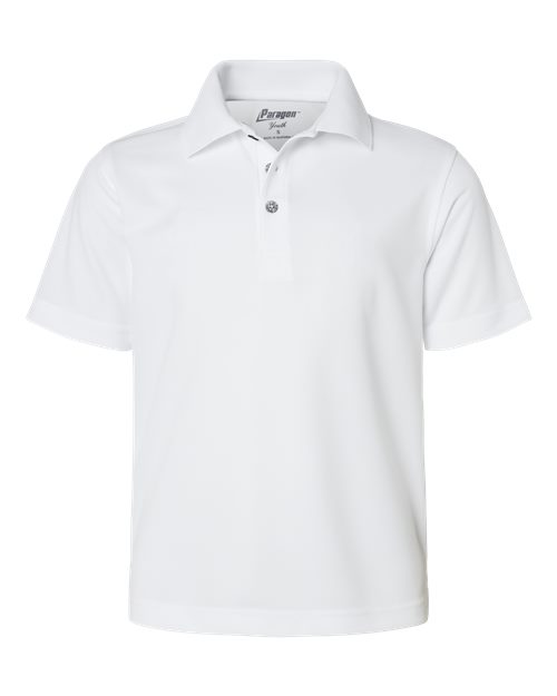 Paragon 108Y Youth Saratoga Performance Mini Mesh Polo #color_White